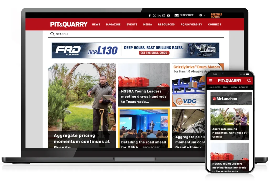 Pit & Quarry website on desktop and mobile